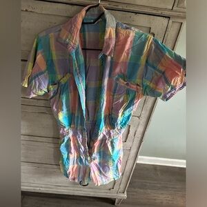 Flannel button up romper